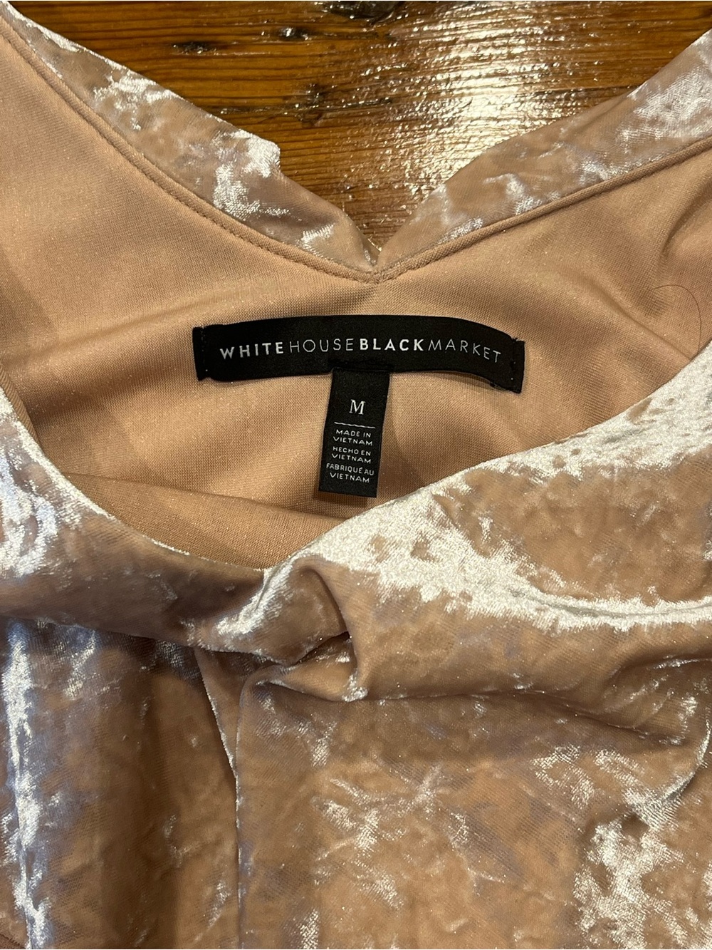 NWOT Blush Pink Velvet Ruffle Tie-Waist Blouse by White House Black Market - Picture 7 of 9